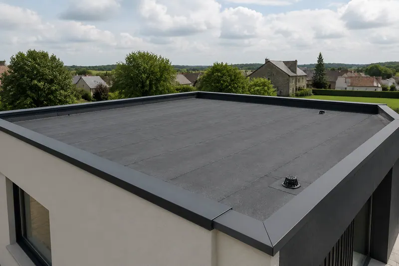 Étanchéité bitumineuse SBS bicouche soudée au chalumeau sur une toiture-terrasse